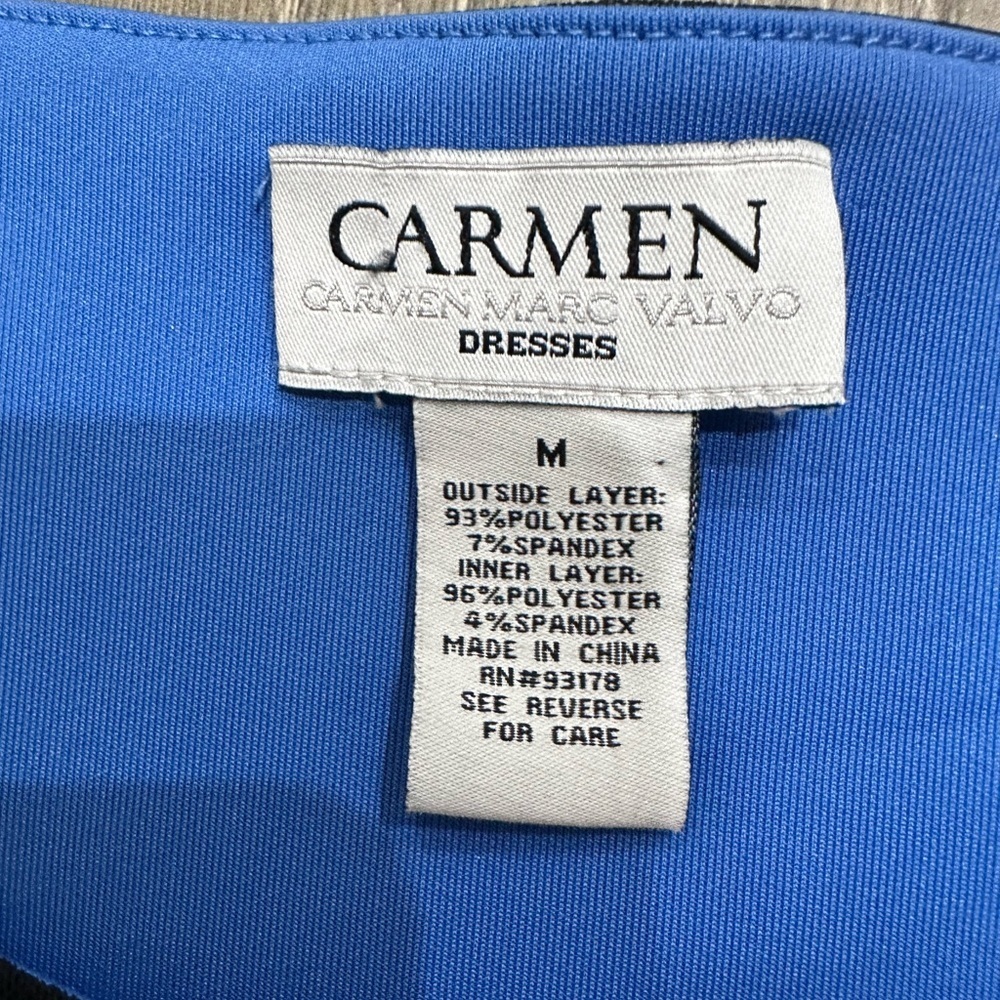 👗 Carmen Marc Valvo Black & Blue Sheath Dress - Size M 🌟 - Picture 10 of 12